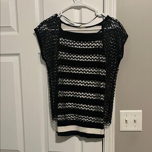 Mystree Striped Top with Crochet Overlay